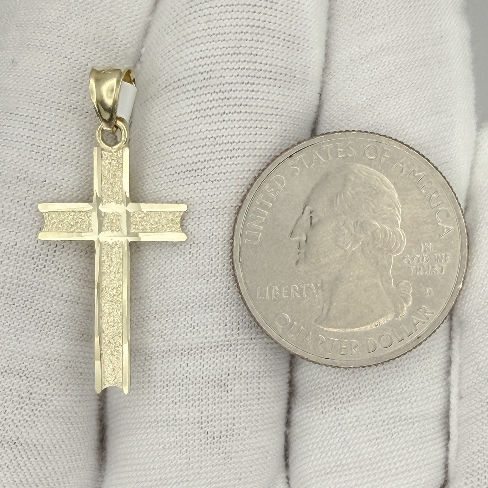 10k Yellow Gold Unisex Cross Religious Charm Pendant Jewelry Gift For Her Him
