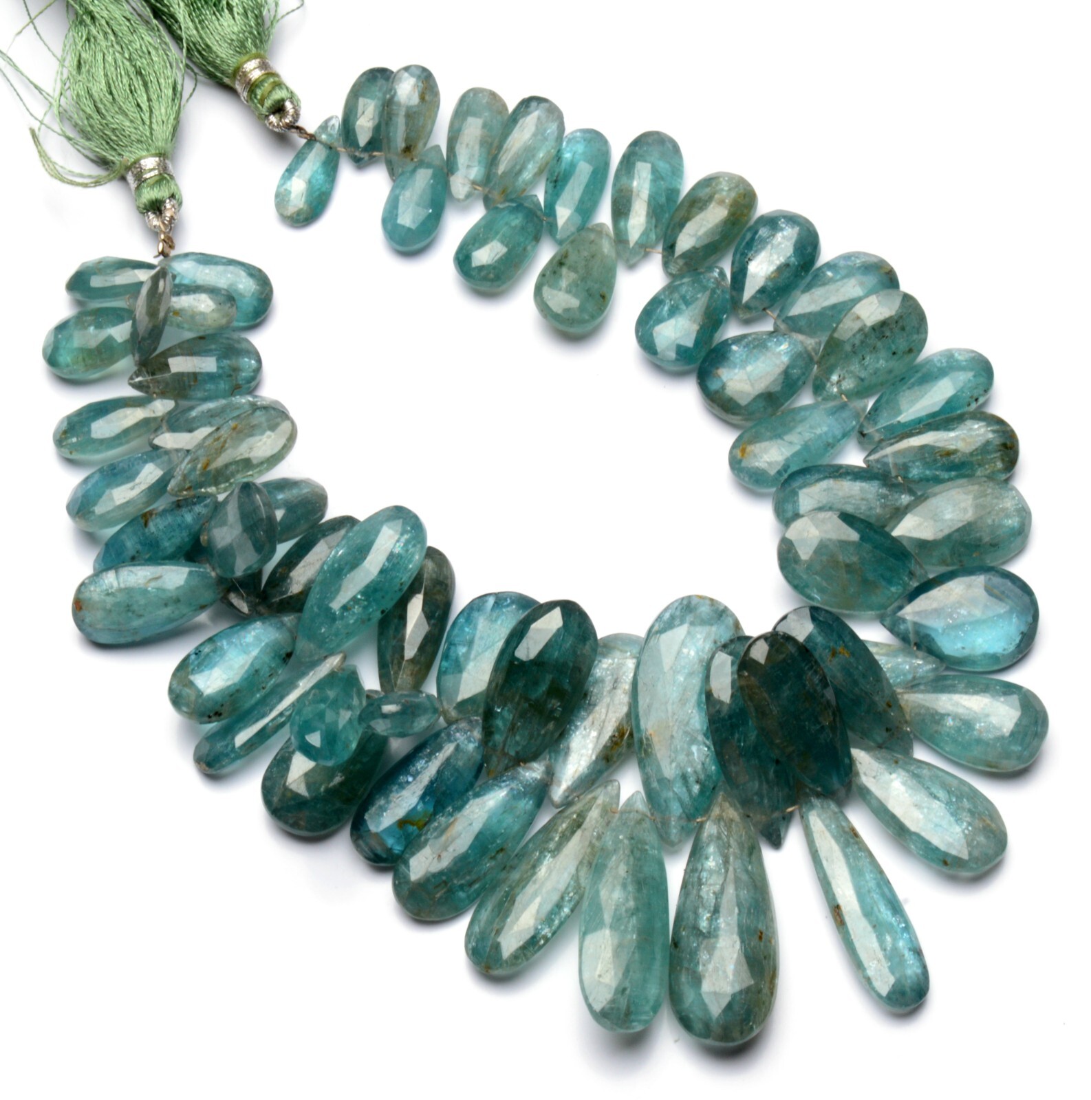 Rare Gem Aqua Kyanite Faceted Pear Briolette 13×7 to 30x11mm Beads 10″ Strand