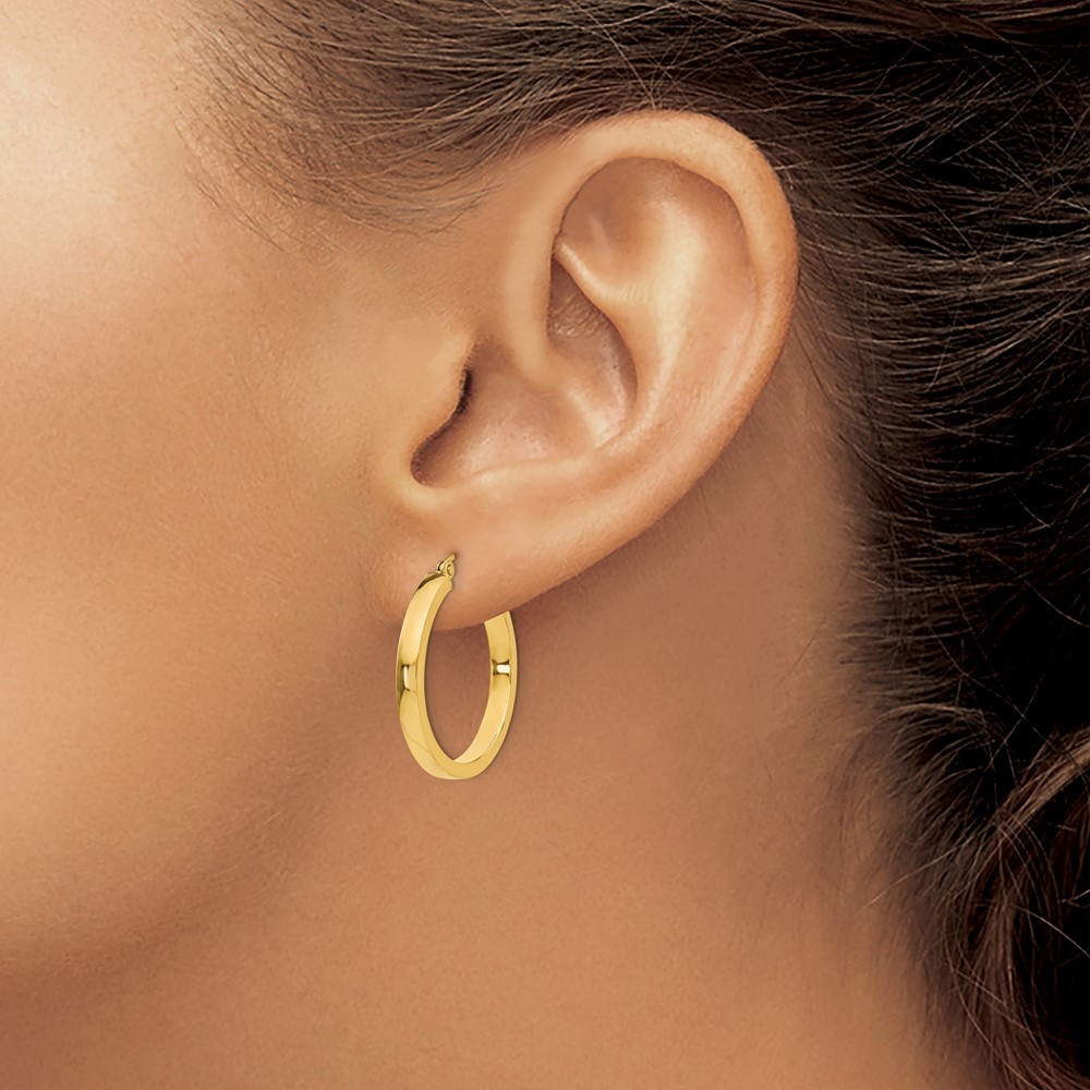 10k Yellow Gold 2x3mm Square Tube Hoop Earrings 1.95g Gift for Mother