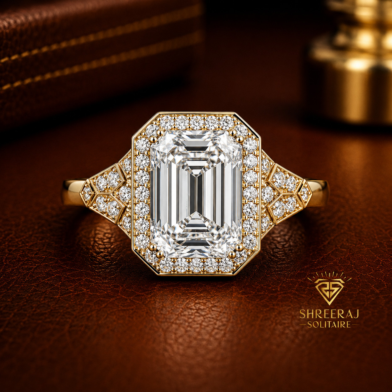 Halo Emerald Cut Lab Grown Diamond Engagement Ring 1.20 CTW 925 Silver DEF VVSVS