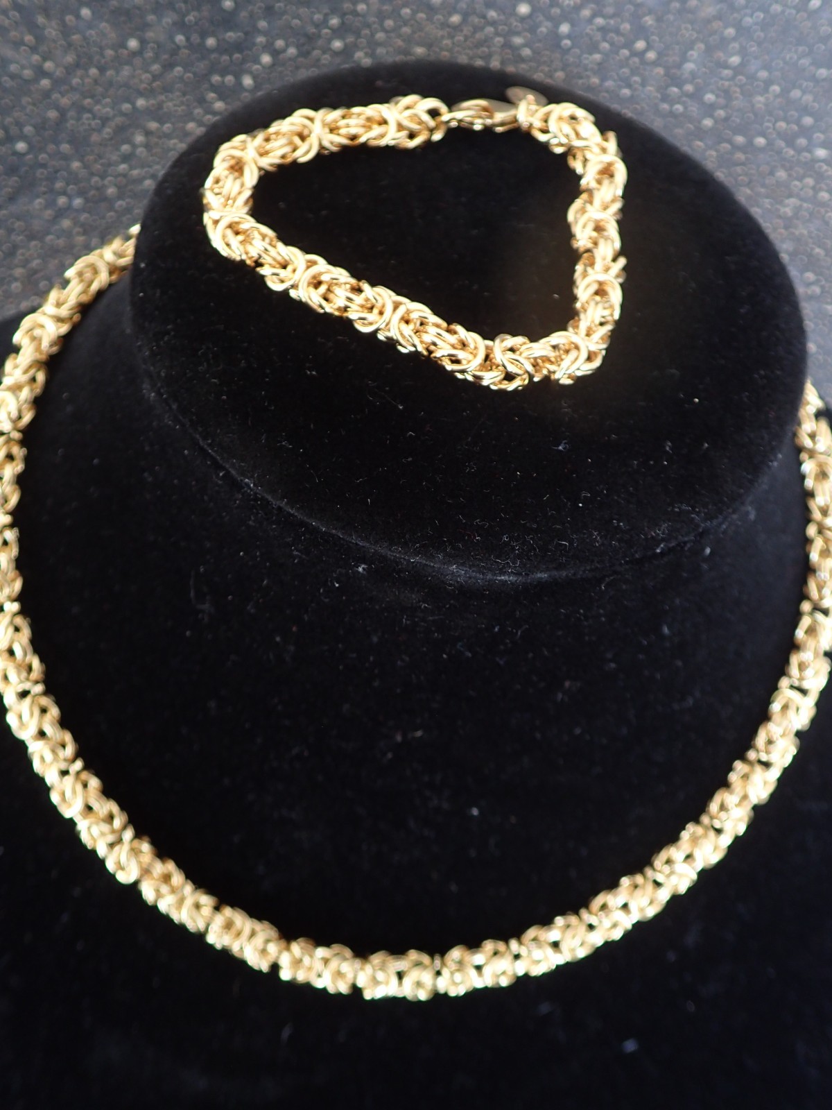 Bellezza 18k gold layrd Bronze Byzantine Necklace & Bracelet 2-piece Set 7″ 18″