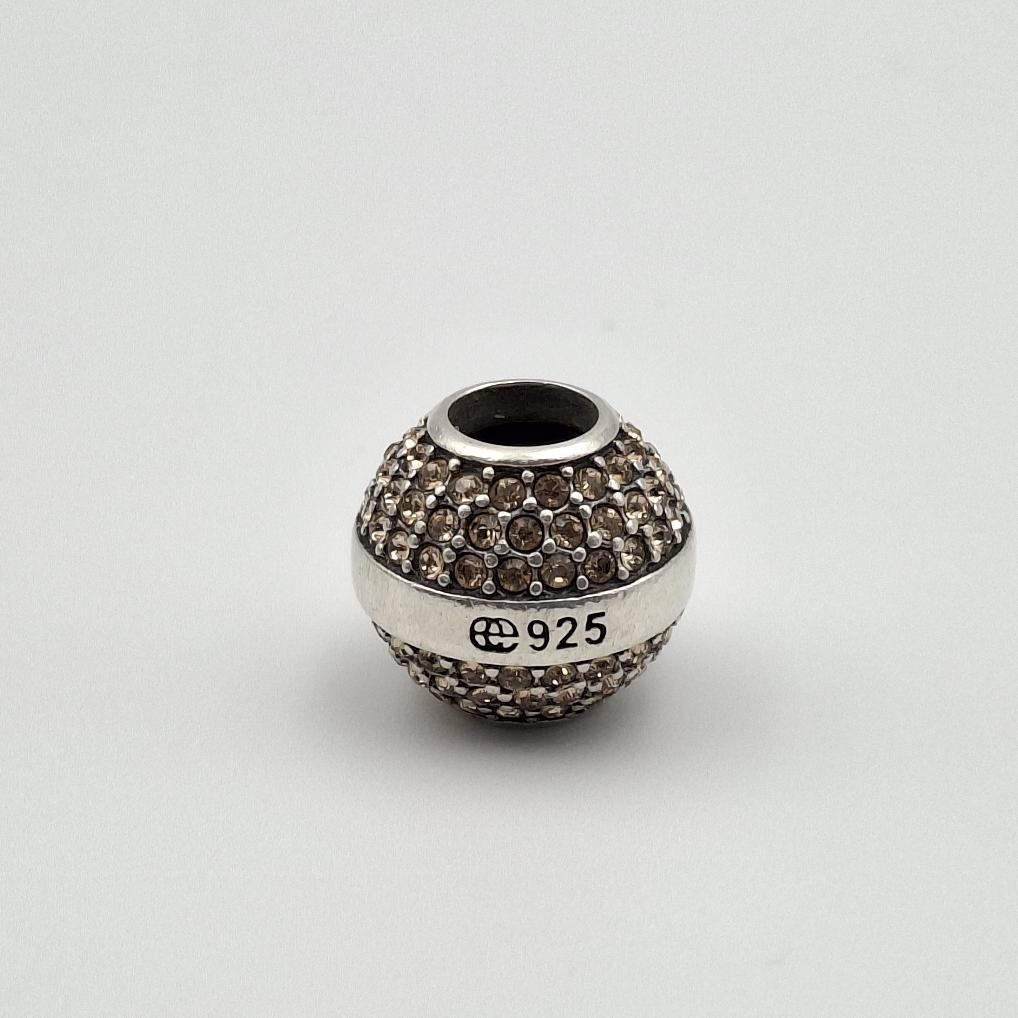 925 Sterling Silver Pave Set Dark Yellow Crystal November Birthstone Bead Charm