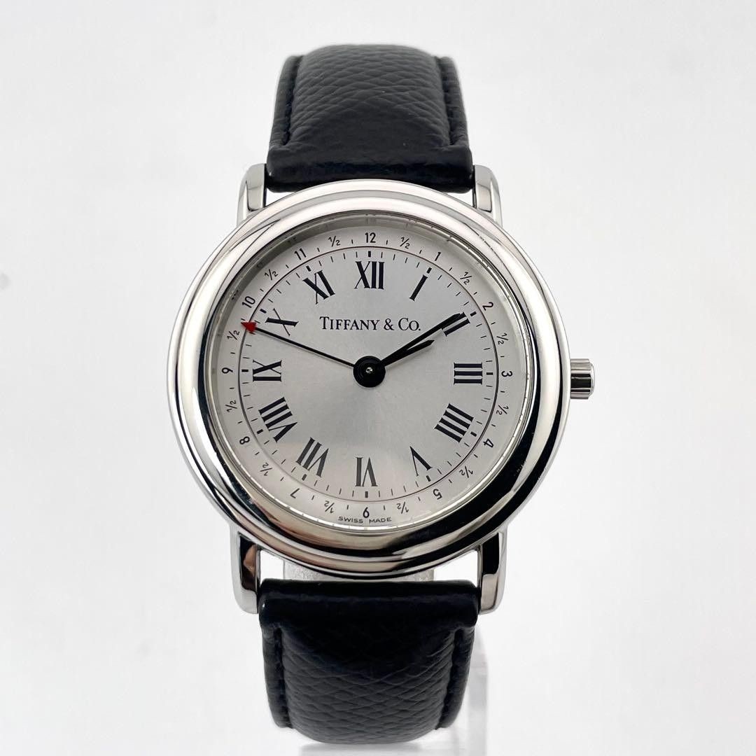 [B1P] Tiffany M191 Round Alarm Quartz Silver Dial Mens Wristwatch [w9t]