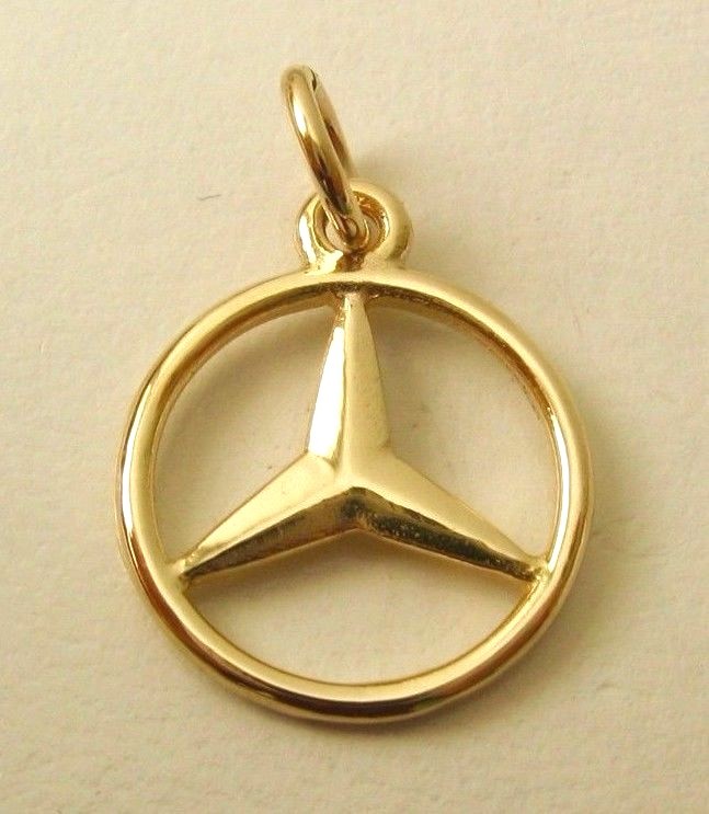 GENUINE 9K 9ct SOLID GOLD MERCEDES LOGO Charm Pendant