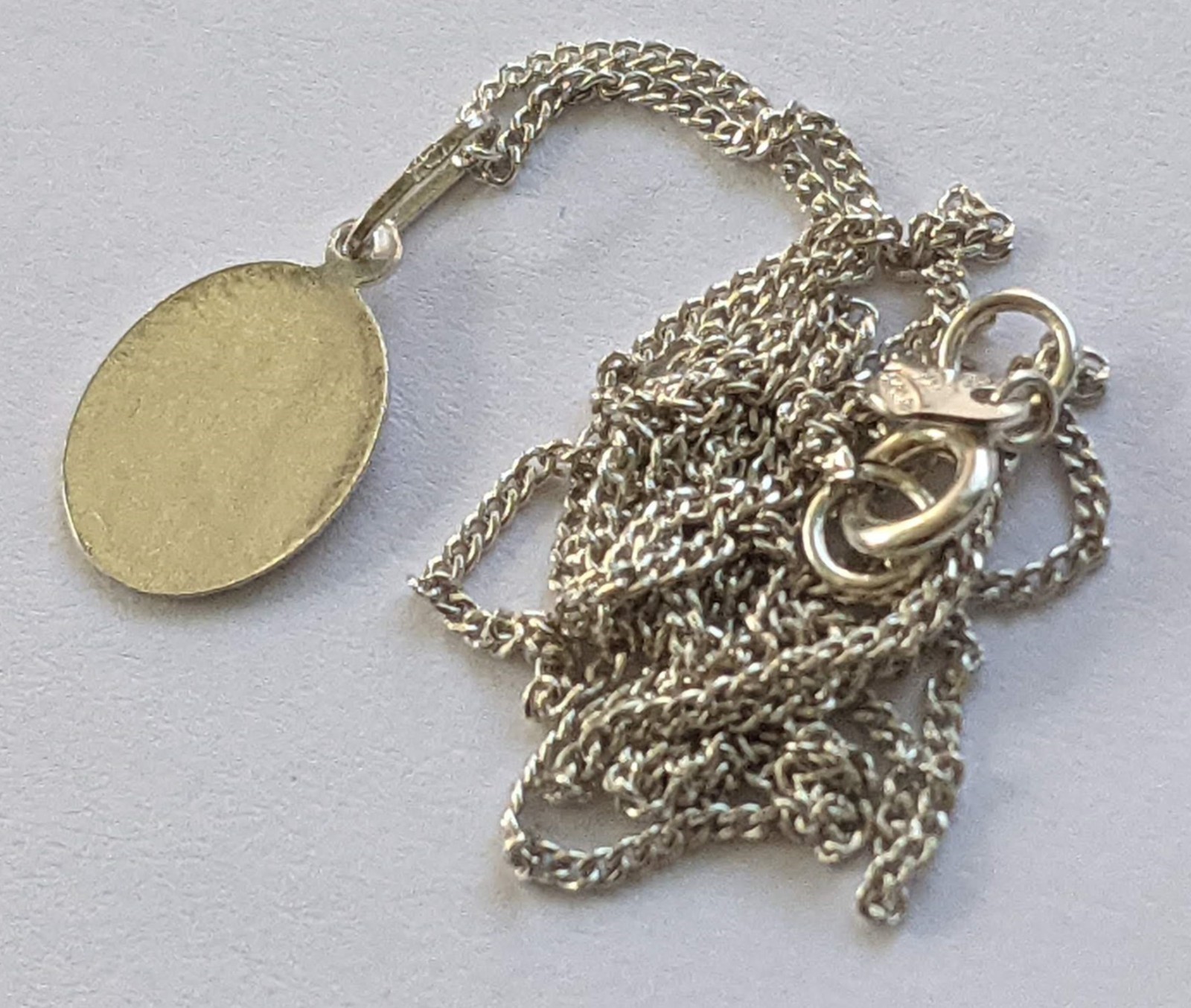 Orthodox icon amulet Virgin Mary Madonna, chain 51 cm. 925 silver. Weight 7.84 g