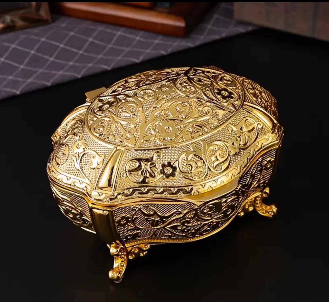 Exquisite Golden Ornate Victorian Style Jewelry Box