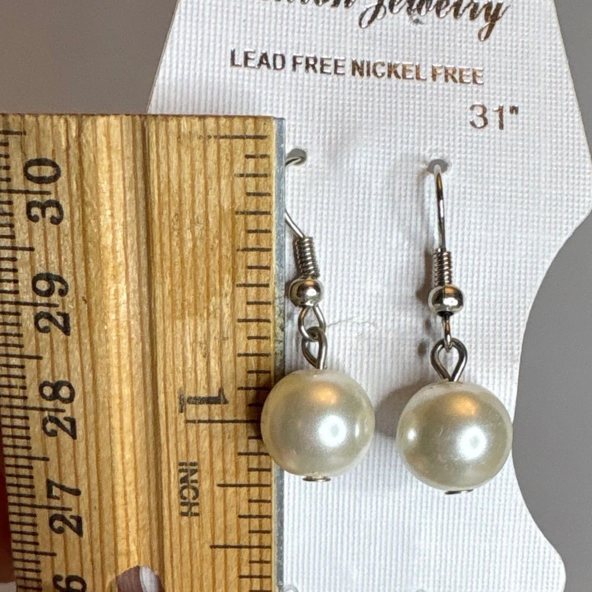 Fashion Jewelry Pearl Drop Earrings Lead Free Nickel Free Silver Tone New