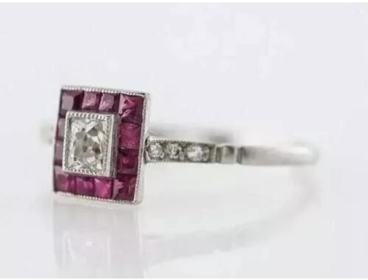 1890’s Retro Square 0.25Ct White Cushion Cut Halo Women’s Ring Solid 925 Silver