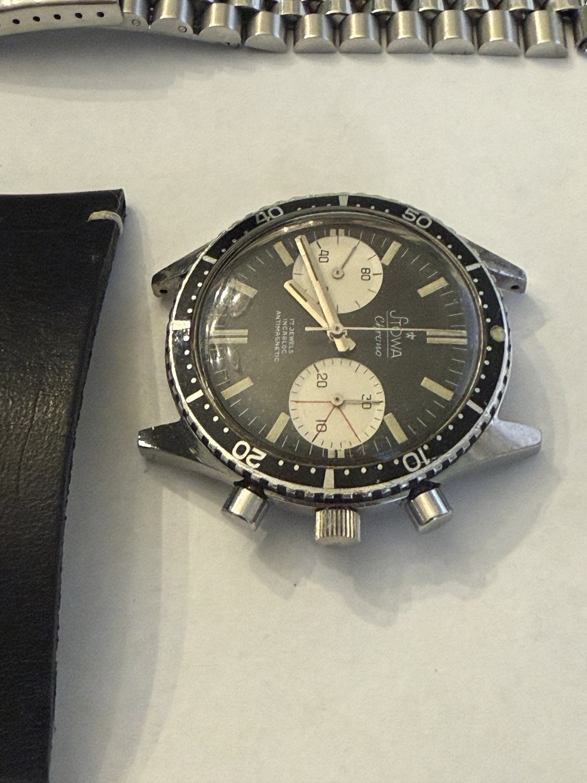 Vintage1968 Stowa Big Eye Chronograph Panda Valjoux 7733 Movement
