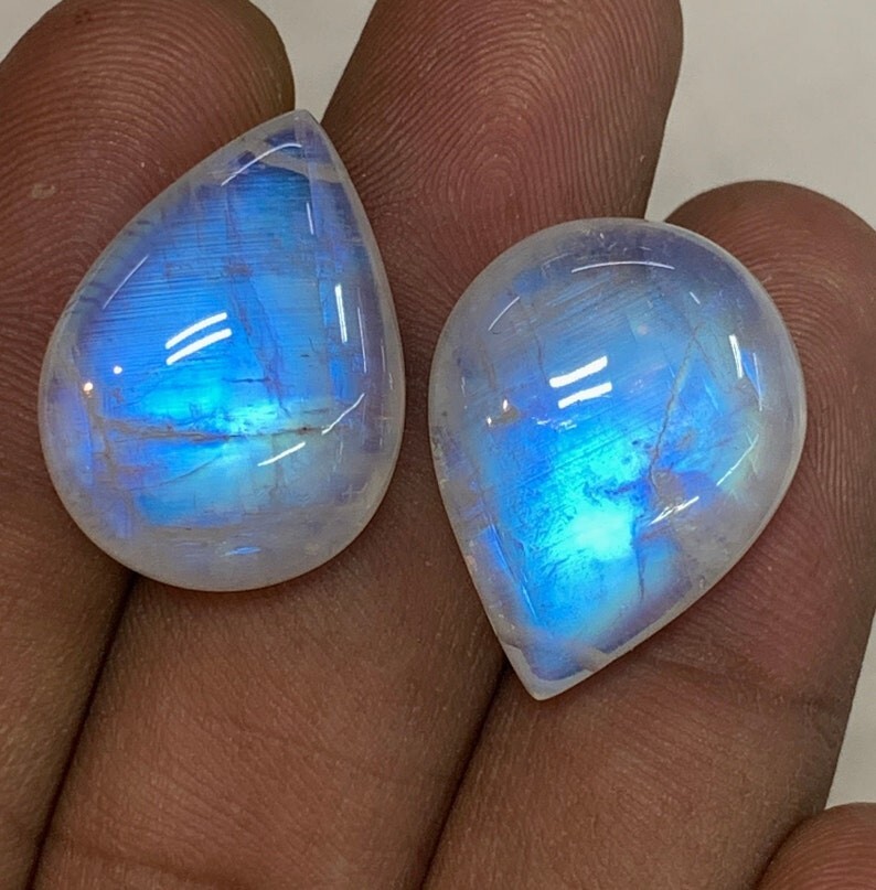 AAAAA Quality Rainbow Moonstone Blue Fire Pear Briolette 15×21 To 16×21 MM