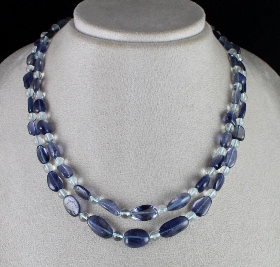 Natural Iolite Blue Topaz 239ct Cabochon Gemstone Necklace