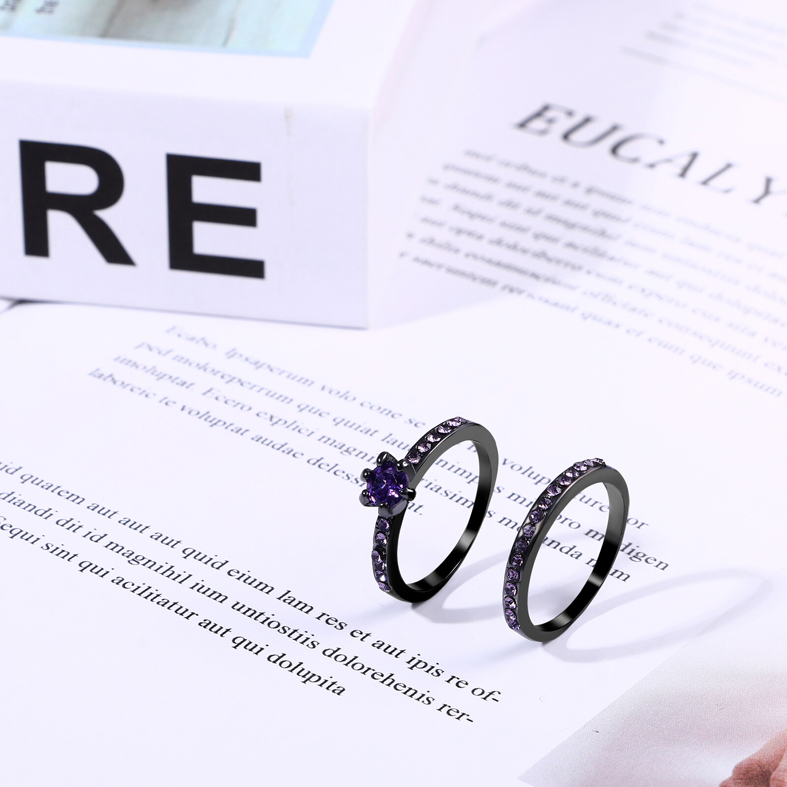 2pcs His&Hers Couple Rings Heart CZ Matching Promise Wedding Engagement Band Set
