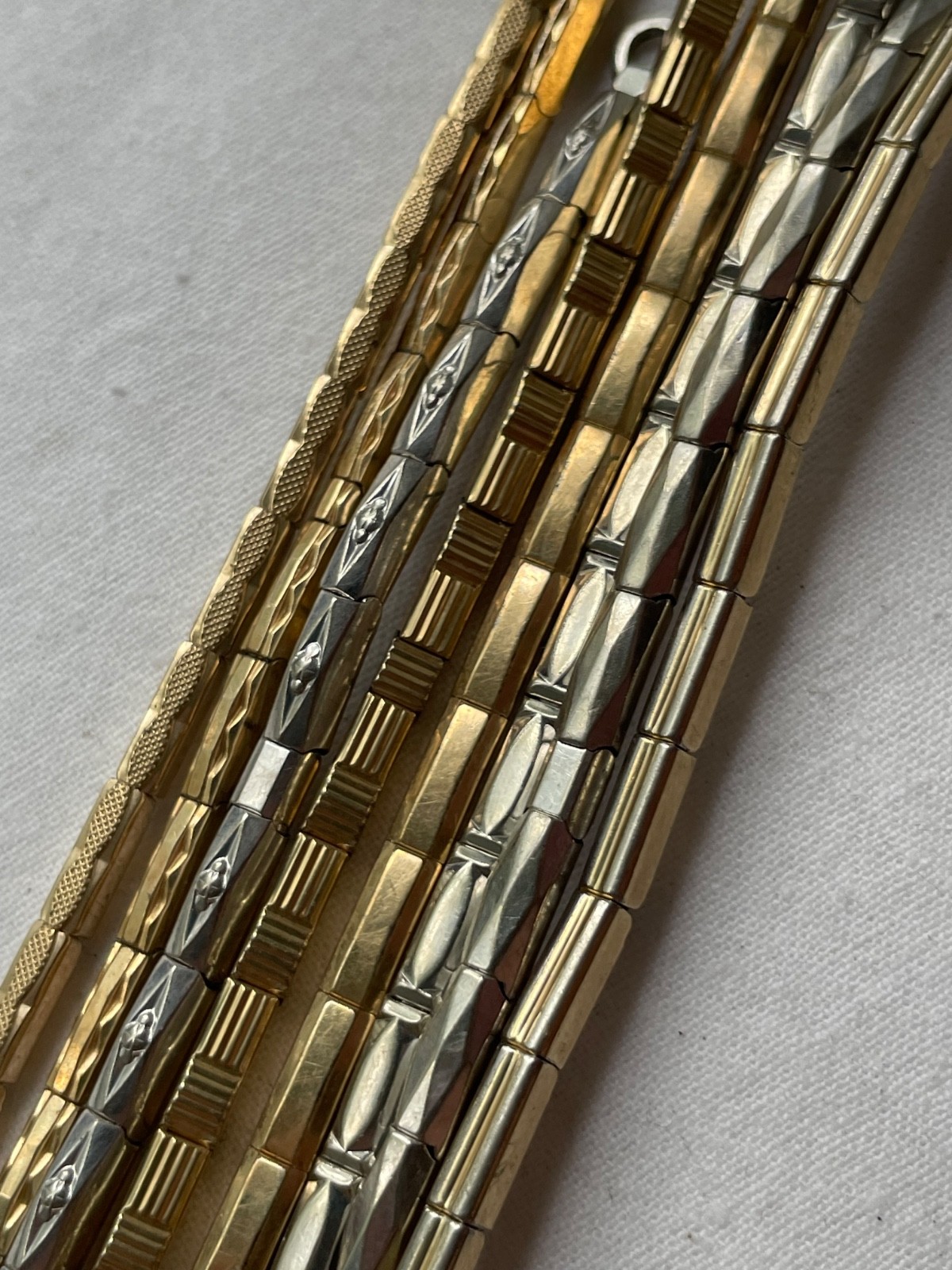 GREAT KIT!!! 8 art-deco USA gold filled ladies watch bands – lot 0807