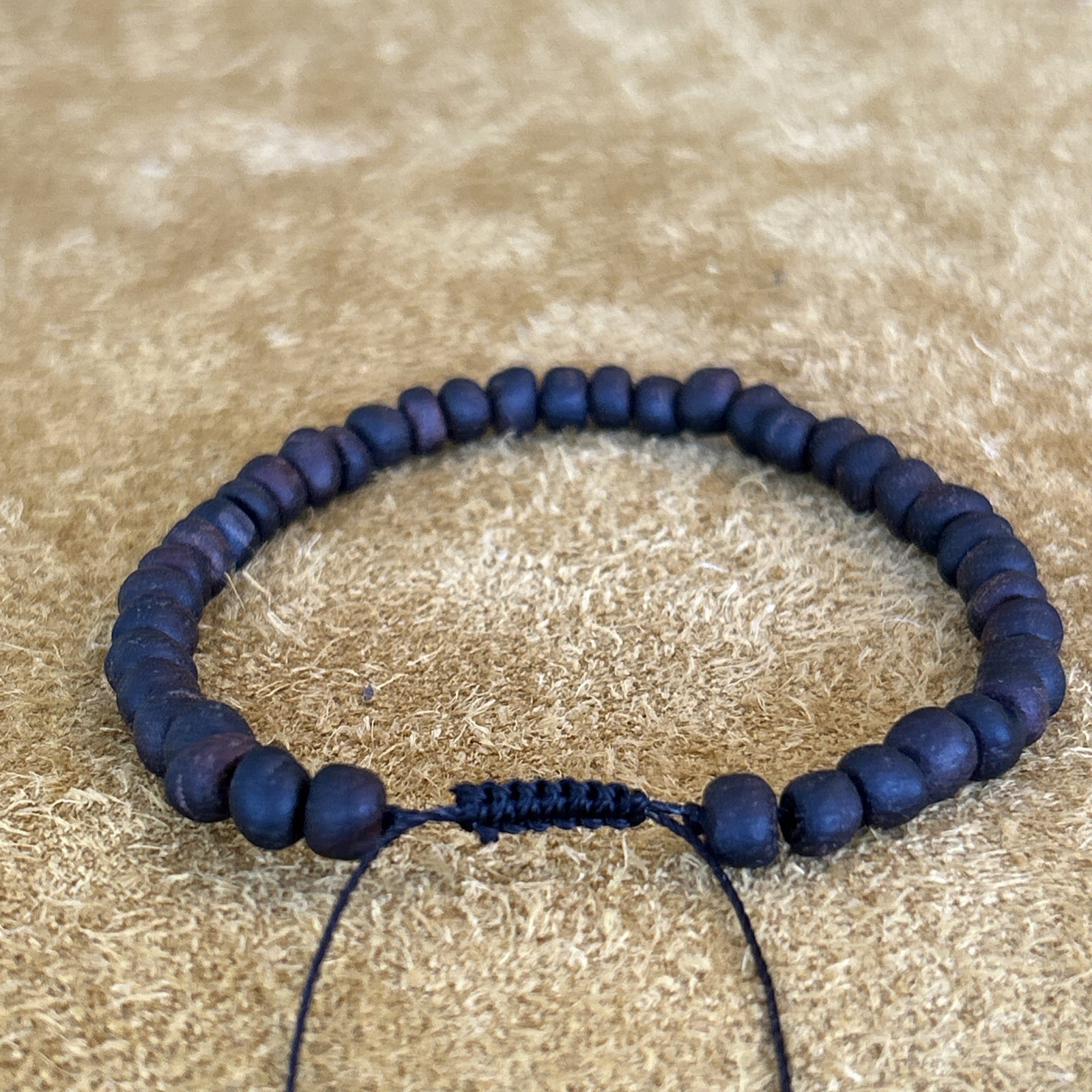 Handmade Rustic Black Walnut Wood Bead Bracelet 8” NEW Handmade Wood Bead