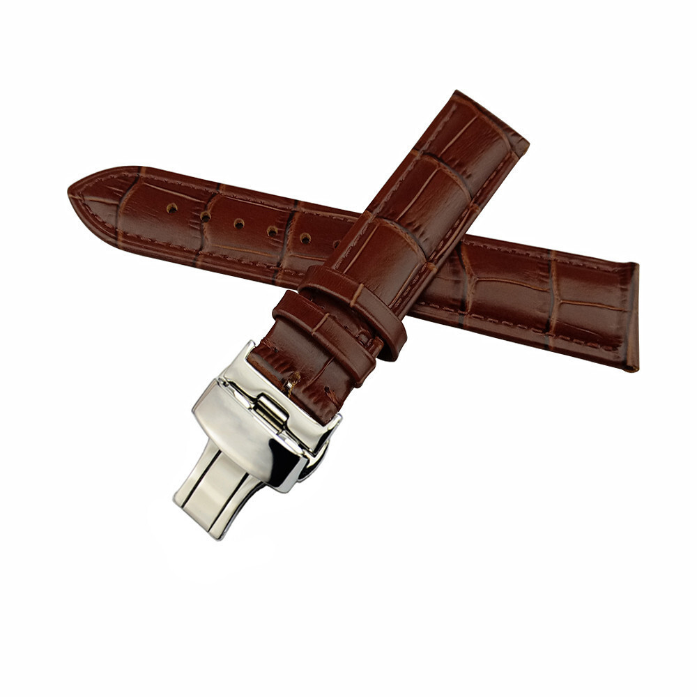 Men’s Genuine Leather Watch Strap Band Black Brown 14 16 17 18 19 20 21 22 24mm