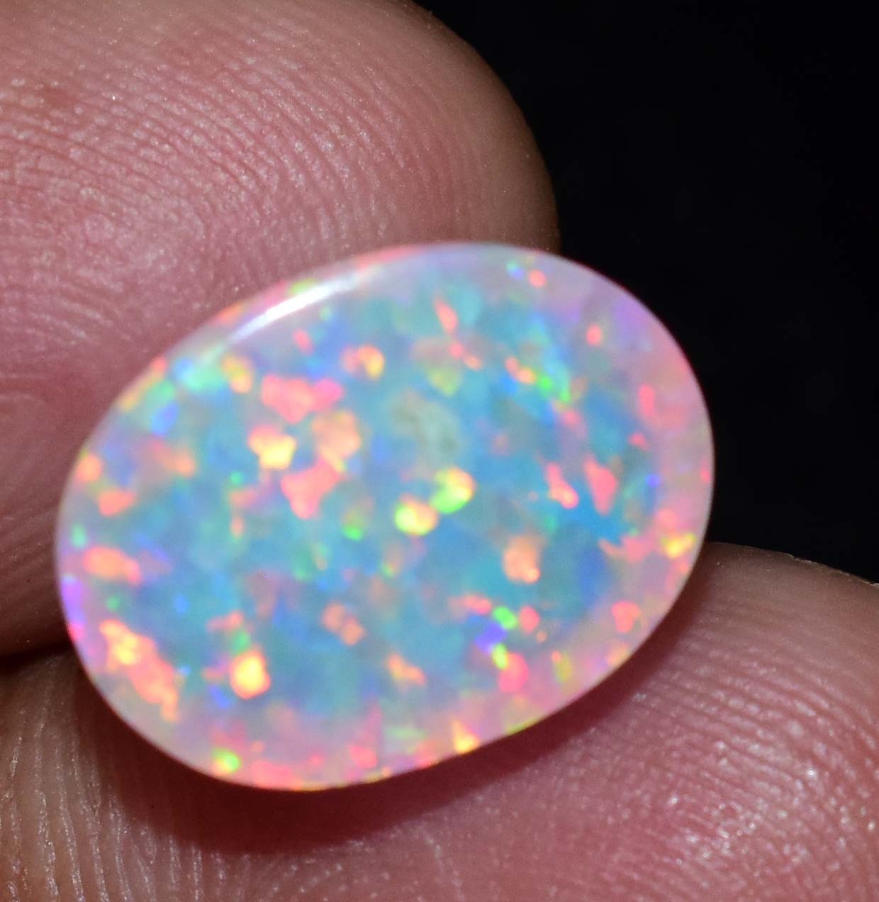 Natural Ethiopian Fire Opal 6.35 CT Certified Play Of Color 14 X 10 MM Gemstone