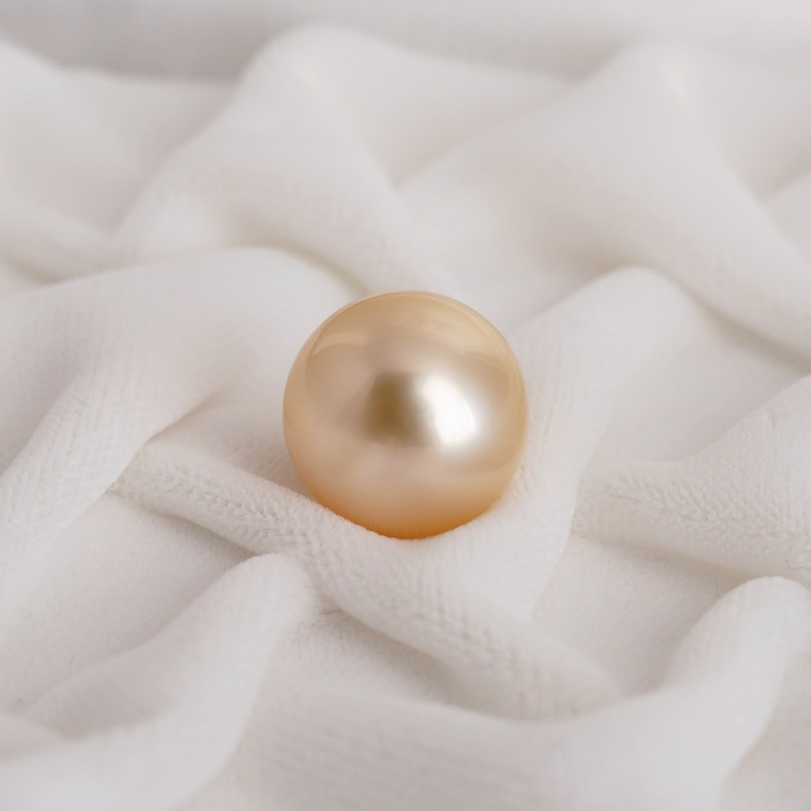 Big 14.7mm Near round Light Gold South Sea Loose Pearl Un-drilled,High Luster