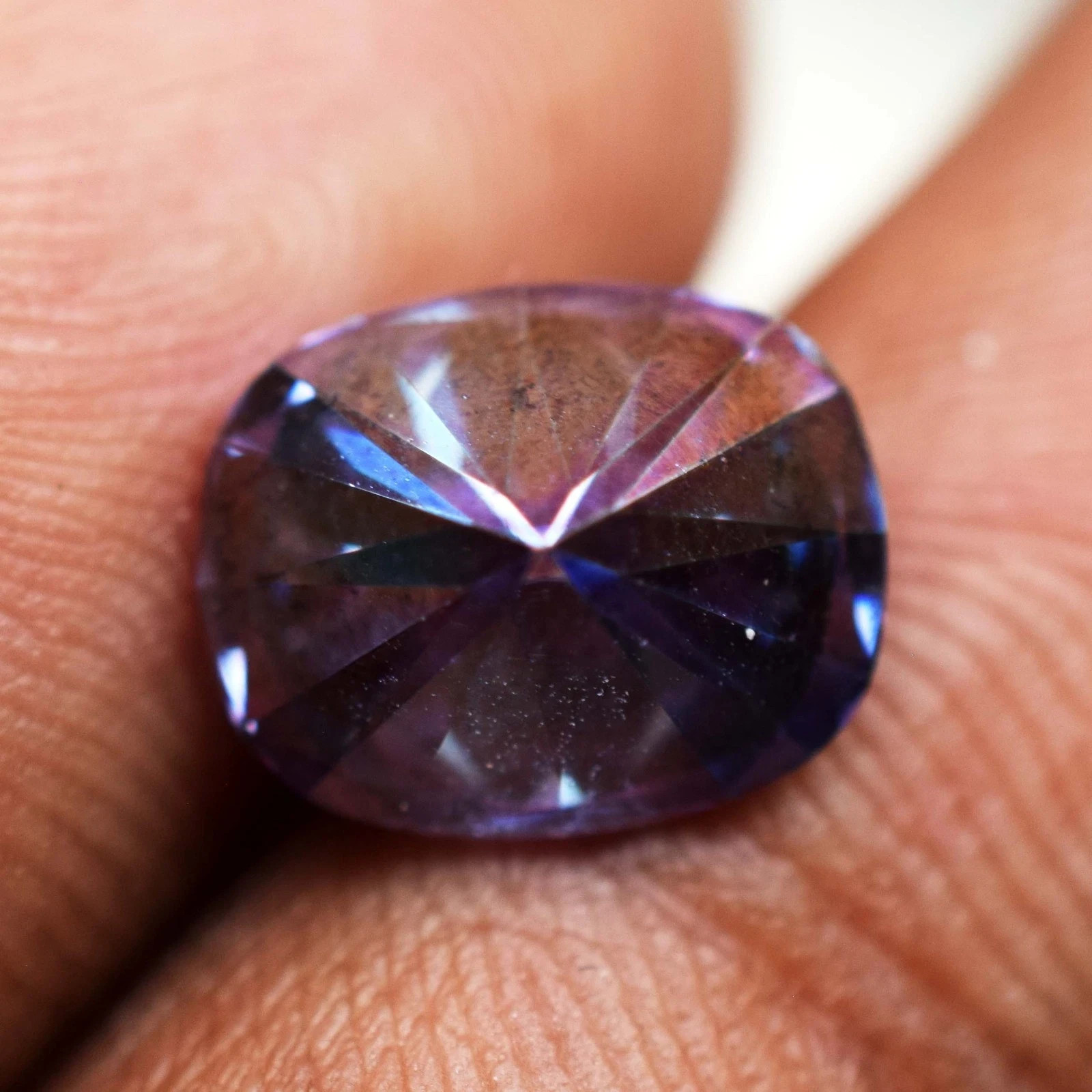 2.82 Ct Certified Lab-Created Purple Blue Diamond Cushion Cut Sparkling Gemstone