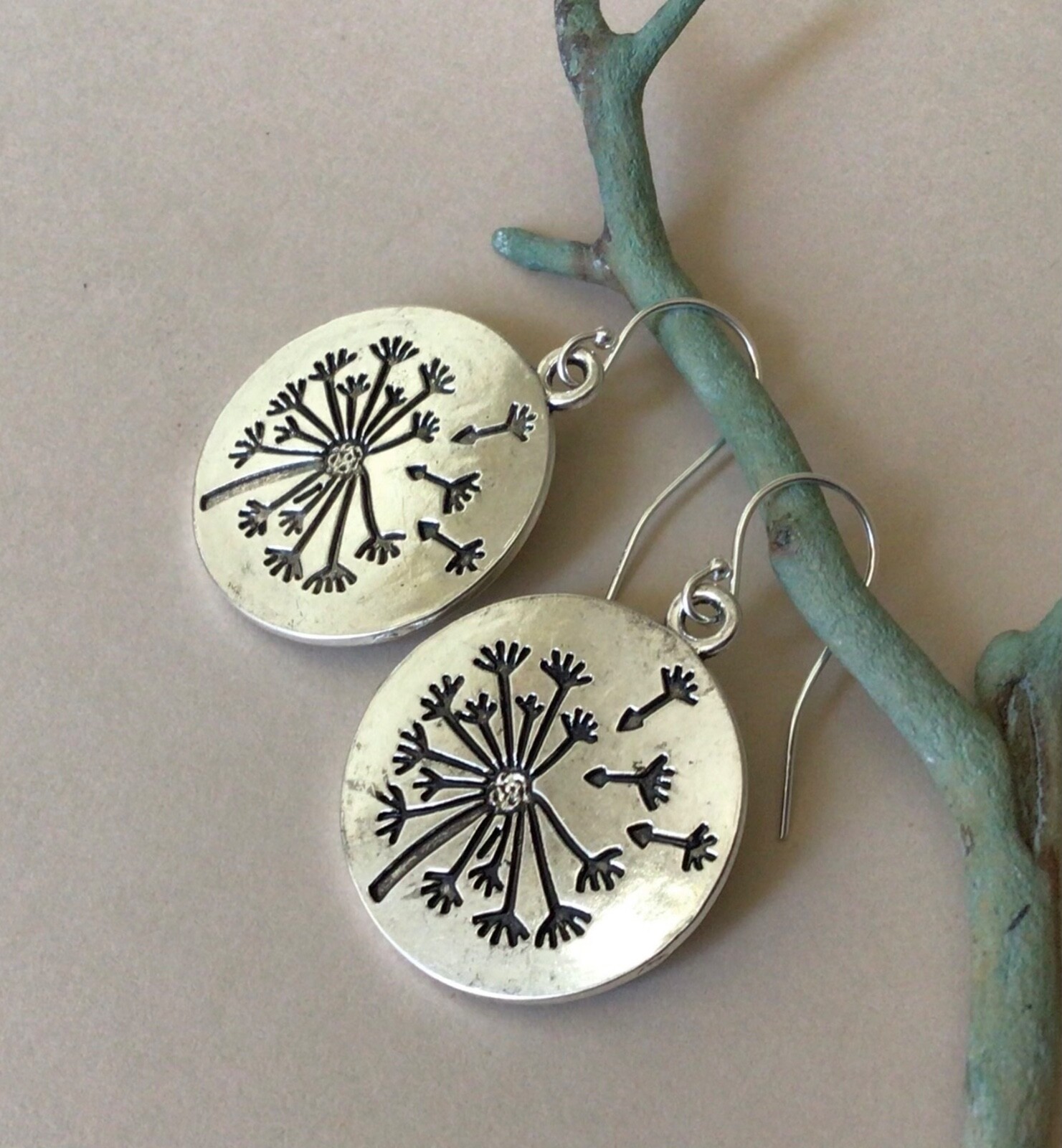 NEW DANDELION SUNDANCE CHARM HANDMADE STERLING SILVER ARTISAN JEWELRY EARRINGS
