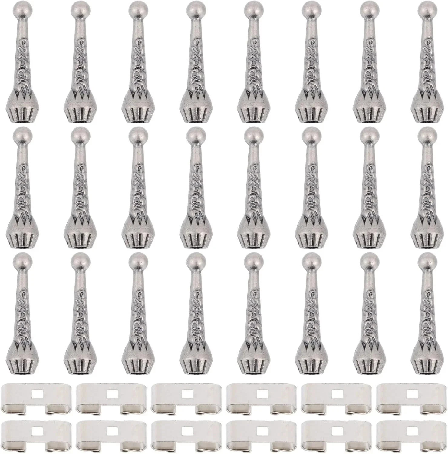 Bolo Tie Findings Kit: 36Pcs Antique Silver Tips, End Caps & Slide Clasps