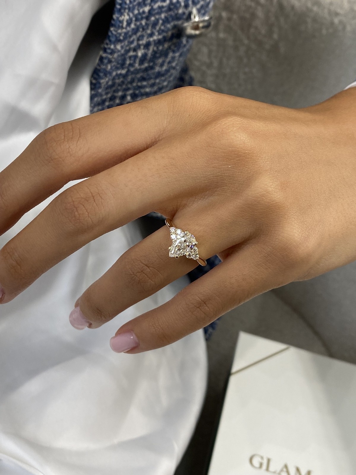 Proposal Ring Yellow Gold 1.2ct IGI Certified E/VVS2 Pear Lab Created Diamond