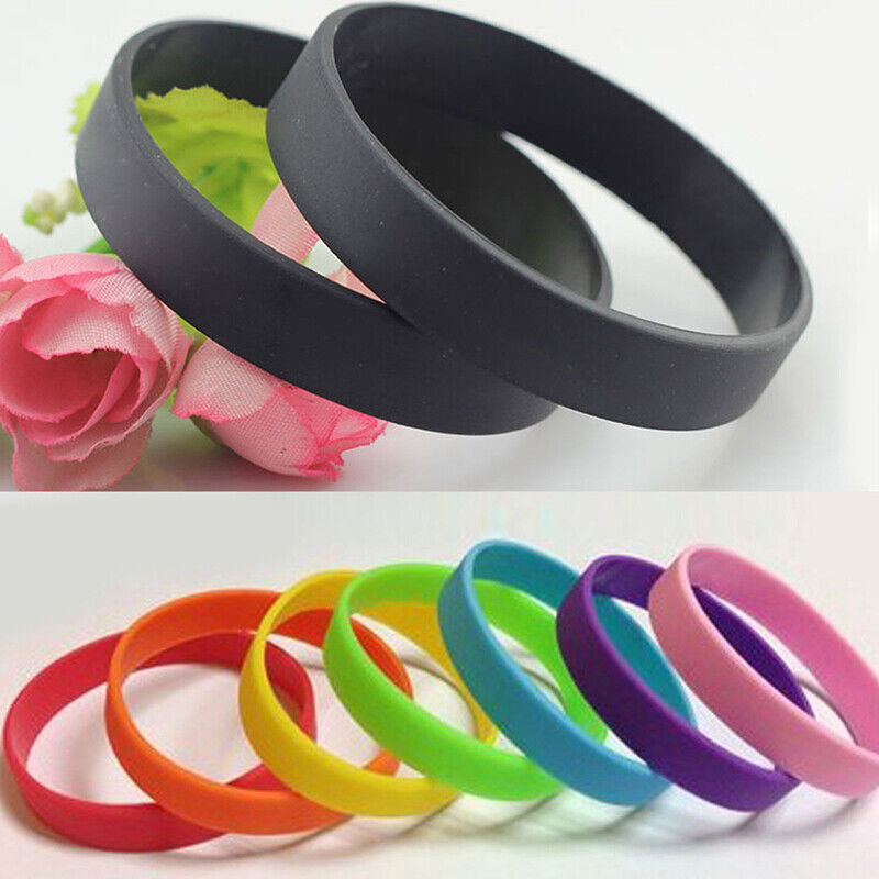 12 Pack Kids Adults Blank Silicone Wristbands Rubber Bracelets 12 Color Mixed