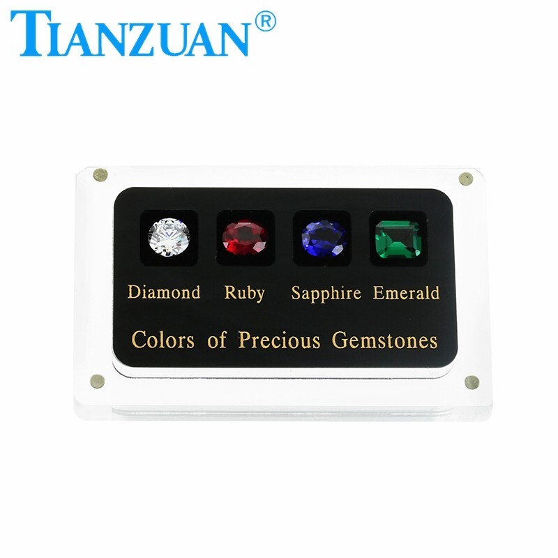 TIANZUAN 4 Different colors of precious gemstone Display GemstoneS CZ Master Set