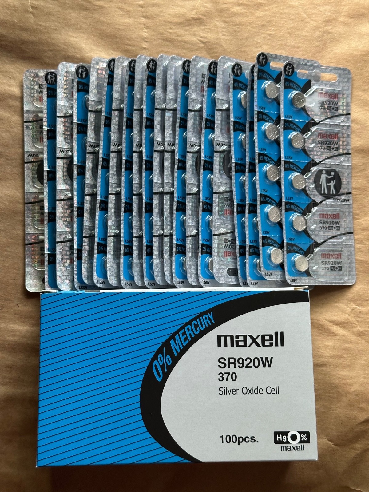 Maxell 370 (SR920W) 1.55V Silver Oxide Watch Batteries – Pack of 100 Batteries