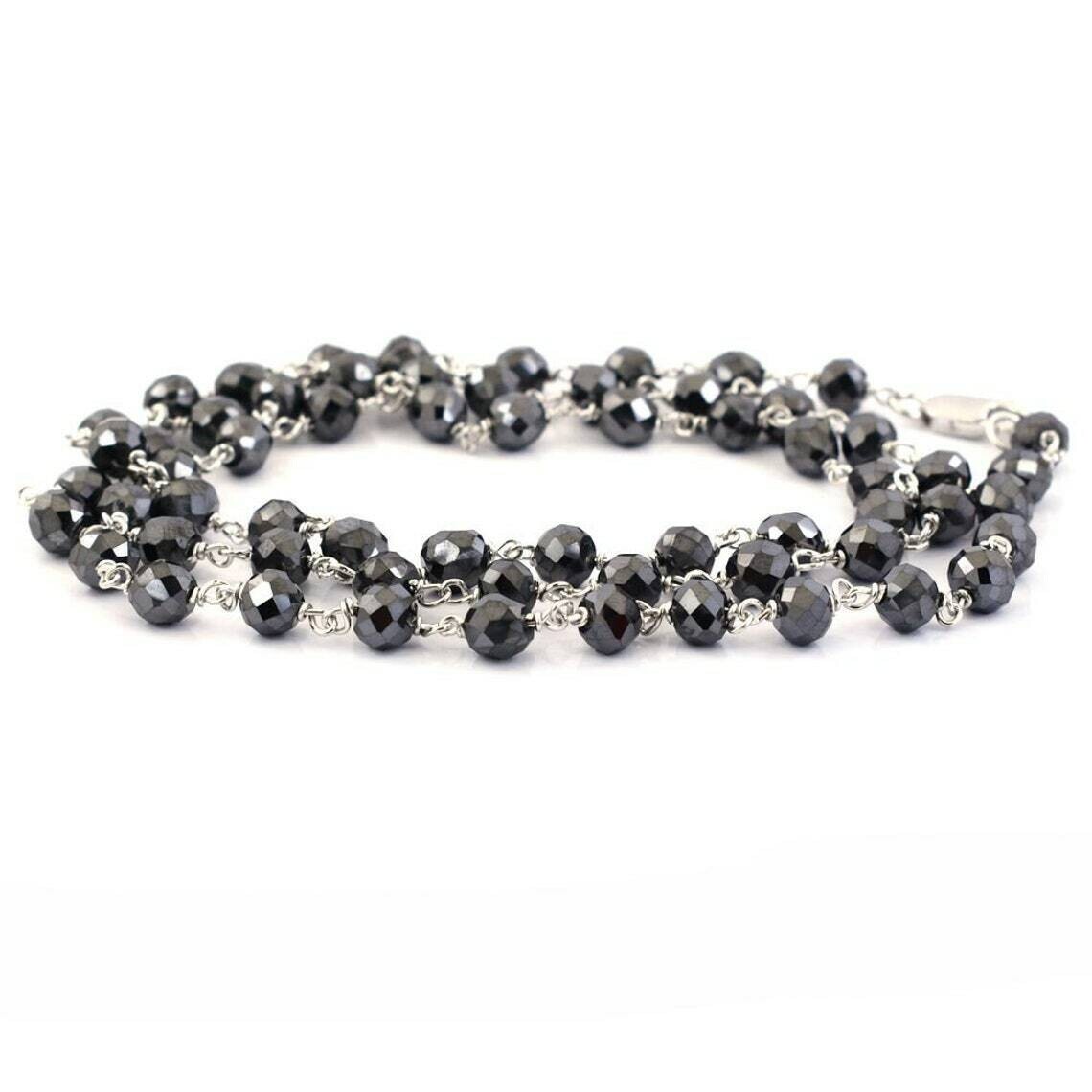 Christmas Gift ! Black Diamond Silver Necklace 6 mm 36 Inches AAA Certified !