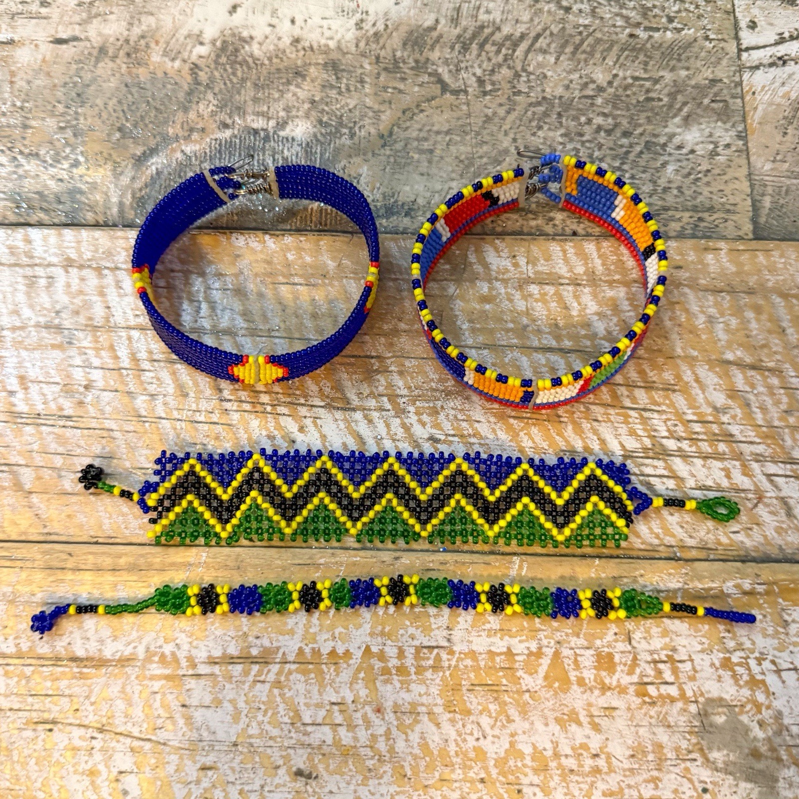 Maasai Beaded Cuff Bracelets Lot Seed Bead Bracelets Handmade Kenya Africa