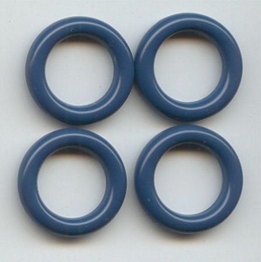 24 VINTAGE BLUE OPAQUE ACRYLIC 5x22mm. SMOOTH ROUND RING BEADS 6179