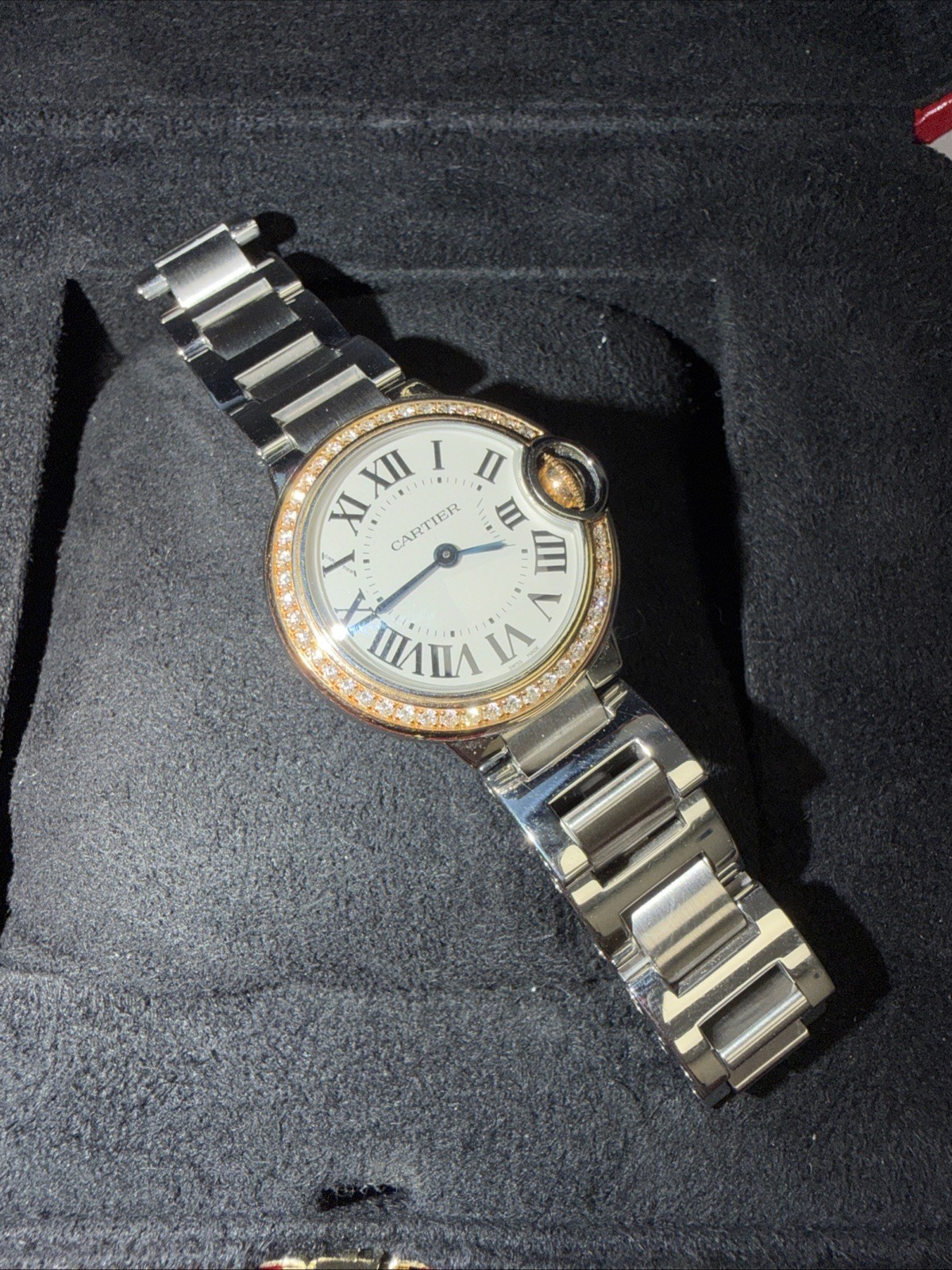 Cartier Ballon Bleu Steel/Rose Gold Diamond Ladies 28mm Watch WE902079