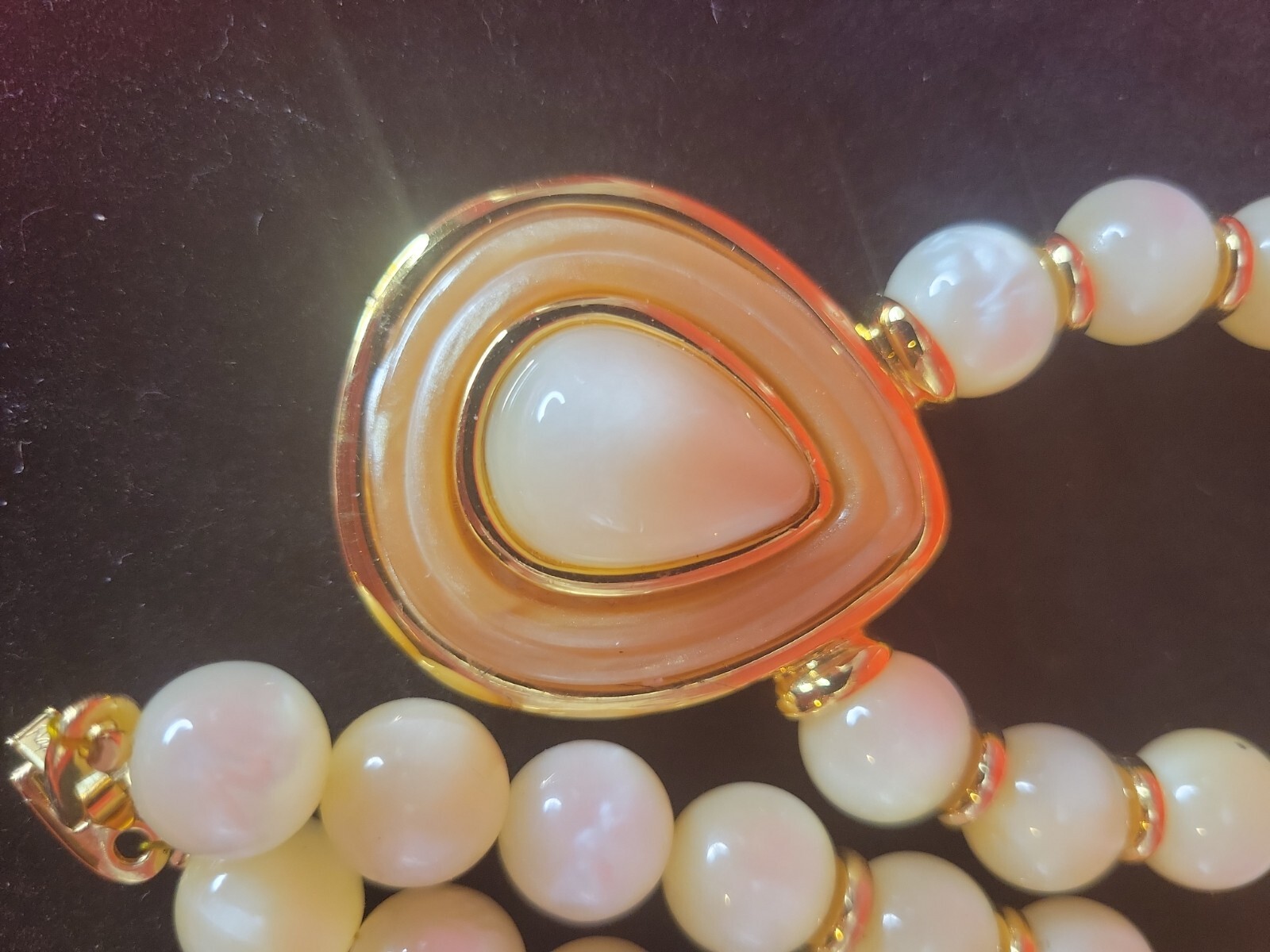 Napier Lucite Necklace Moonglow Pendent 1970s