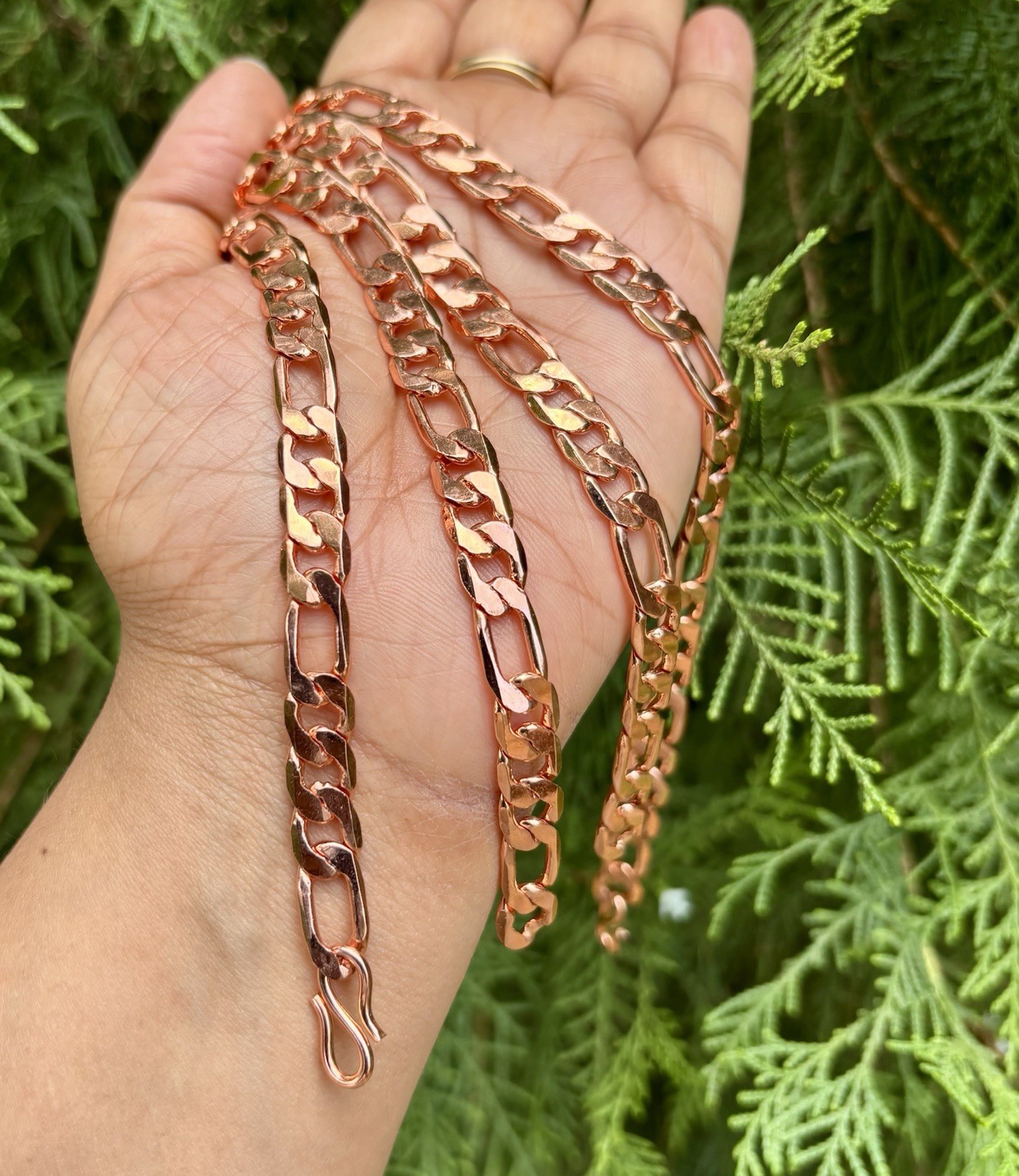 24 inch Pure Copper Flat FIGARO Chain Necklace, Healing Copper Jewelry Spiritual