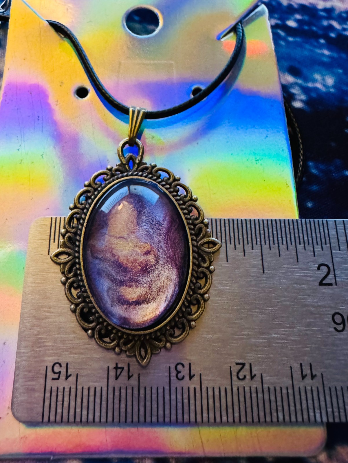Oval Cabochon Necklace One of a kind Hand-painted by a local Ozark Artist..Me