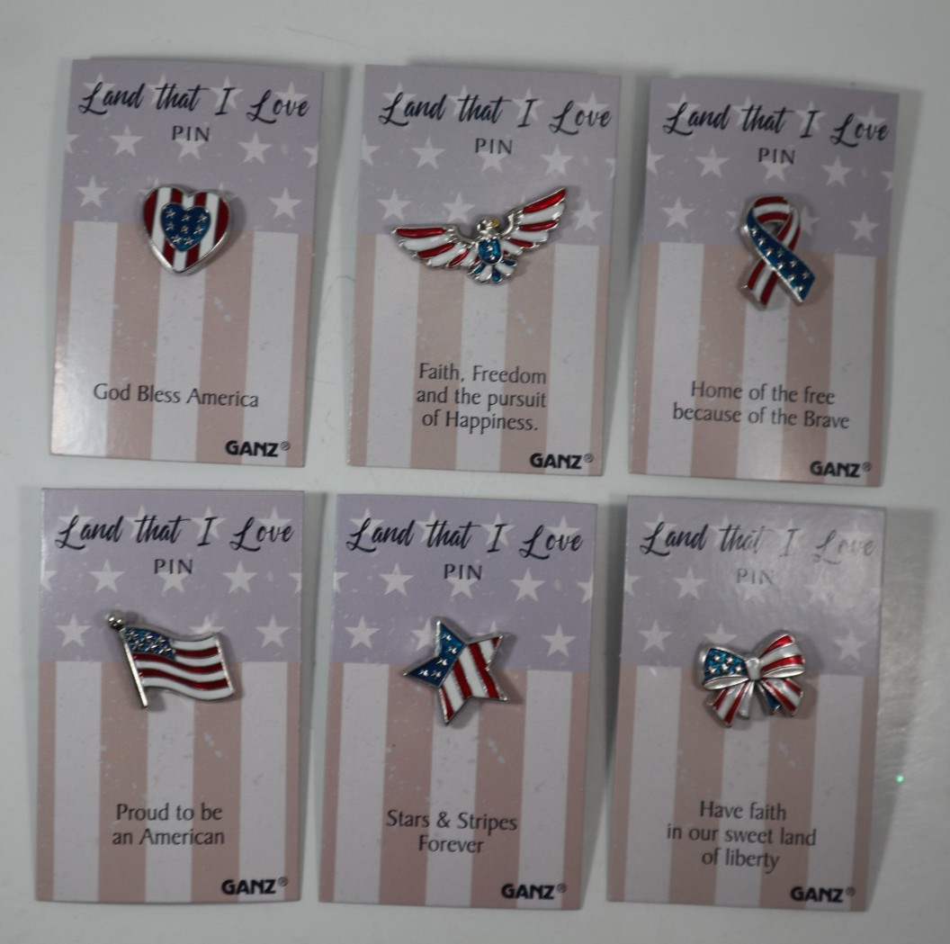 WTOP Bow Have faith sweet land liberty LAND THAT I LOVE patriotic tack pin Ganz