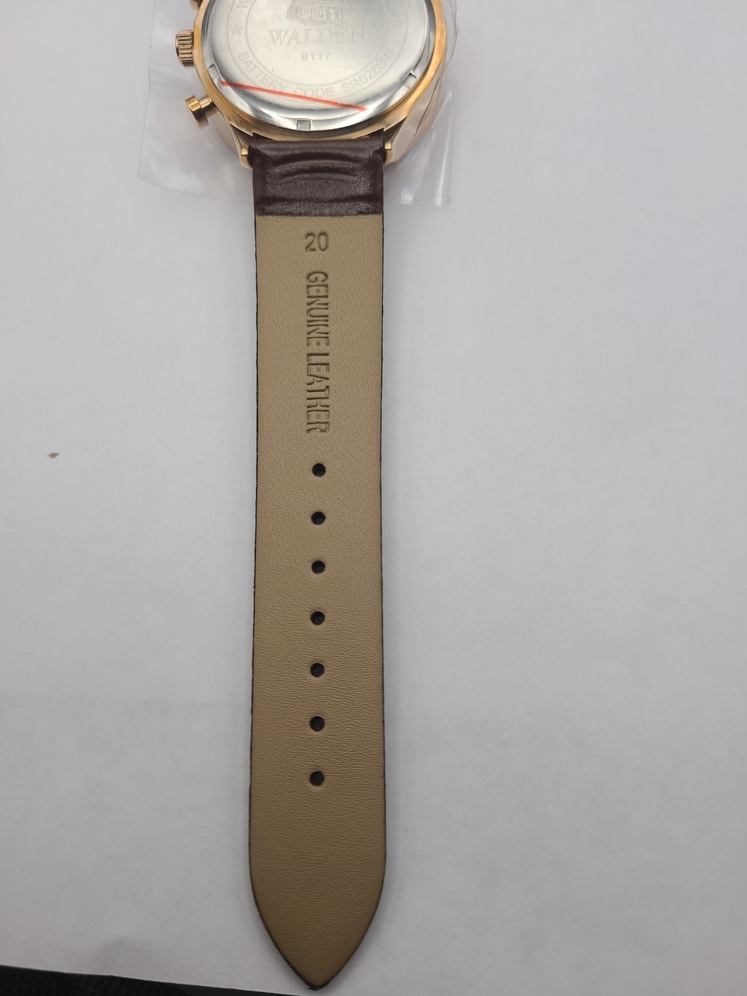 Walden 38mm Moon Phase Men Watch Quartz Rose Gold Tone Brown Band Date New