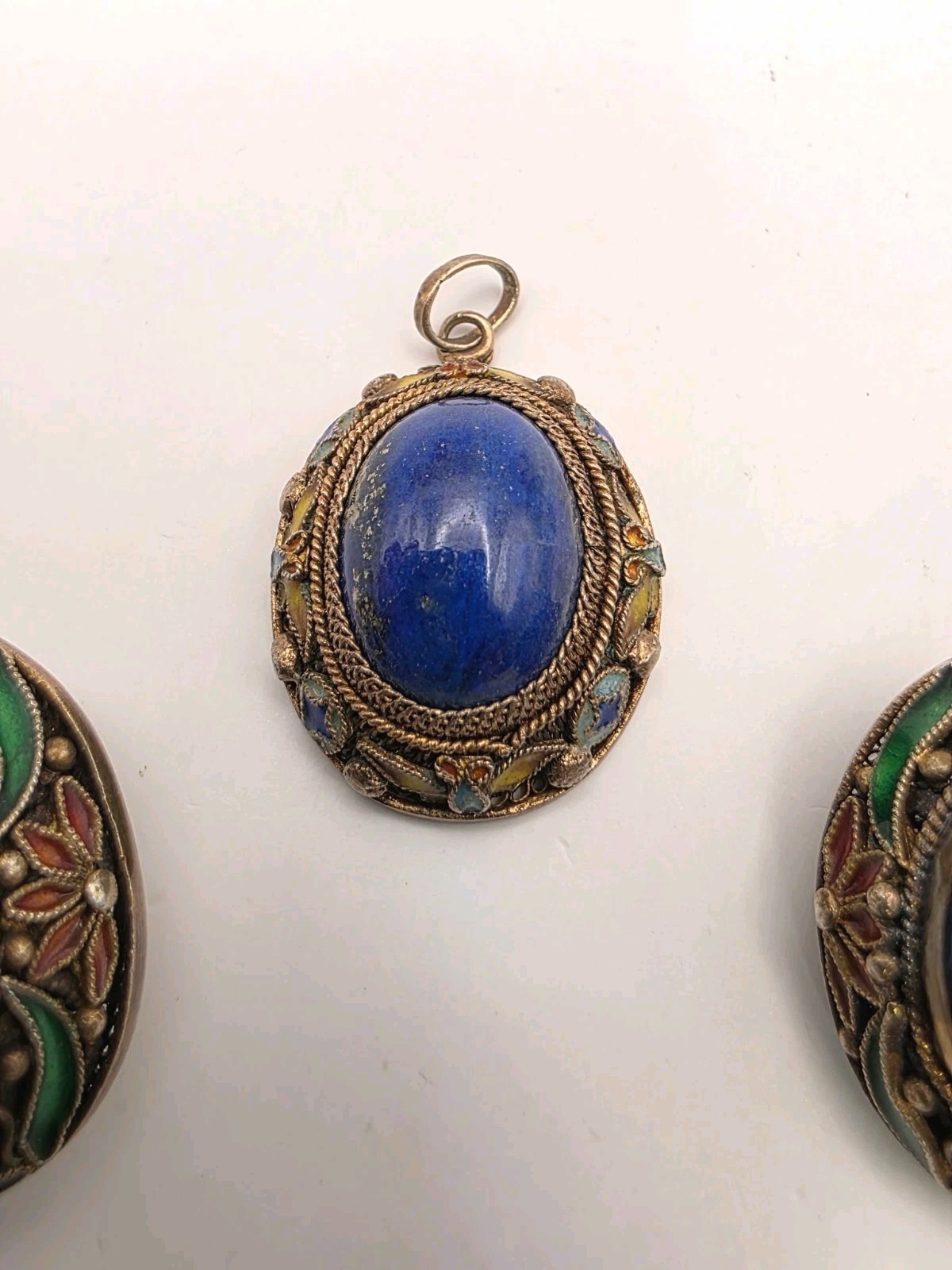 Vintage Chinese Export Married Lapis W/Multicolor Floral Enamel Set – READ