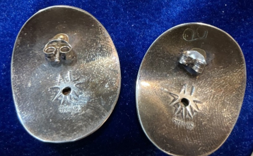 VINTAGE SOUTHWEST. N. A. STERLING DOME EARRINGS, SIGNED