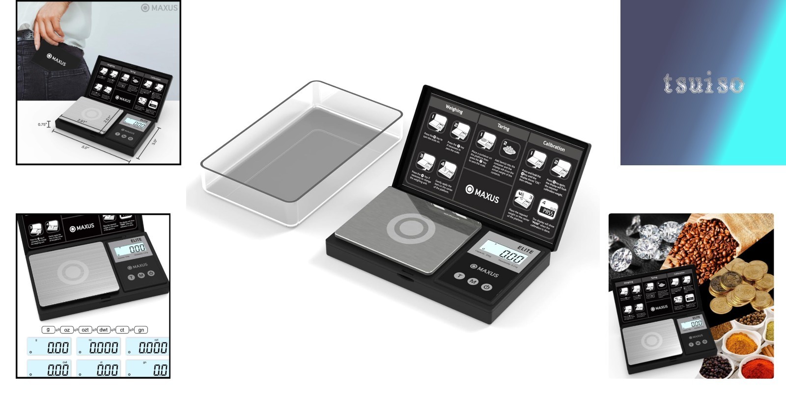 Digital Pocket Gram Scale 500g x 0.01g High Precision with Tray, Weighs Small…