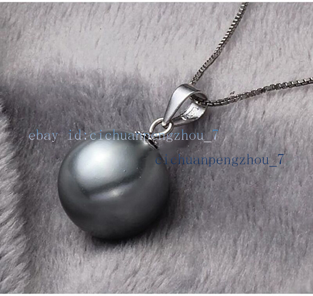 8 Colors Genuine 14/16mm South Sea Shell Pearl Round Beads Pendant Necklace 17”
