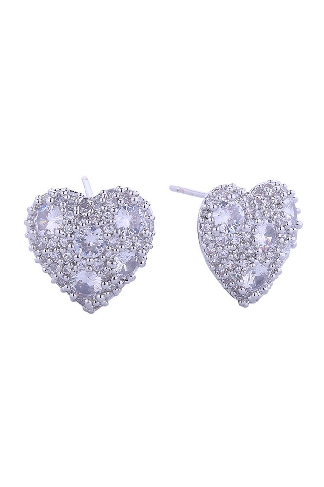 Do Everything in Love 14K Gold Dipped Heart Pearl Pave CZ Post Earrings