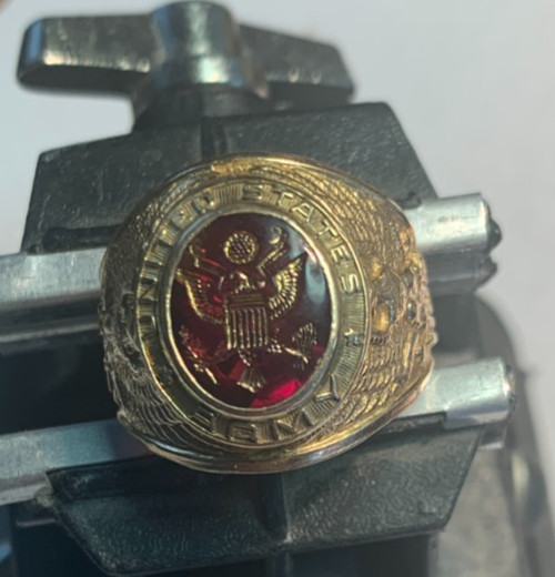 KINNEY RARE United States Army 1/30 10k R:G.P. Stone is Carved/Plated 71126A7