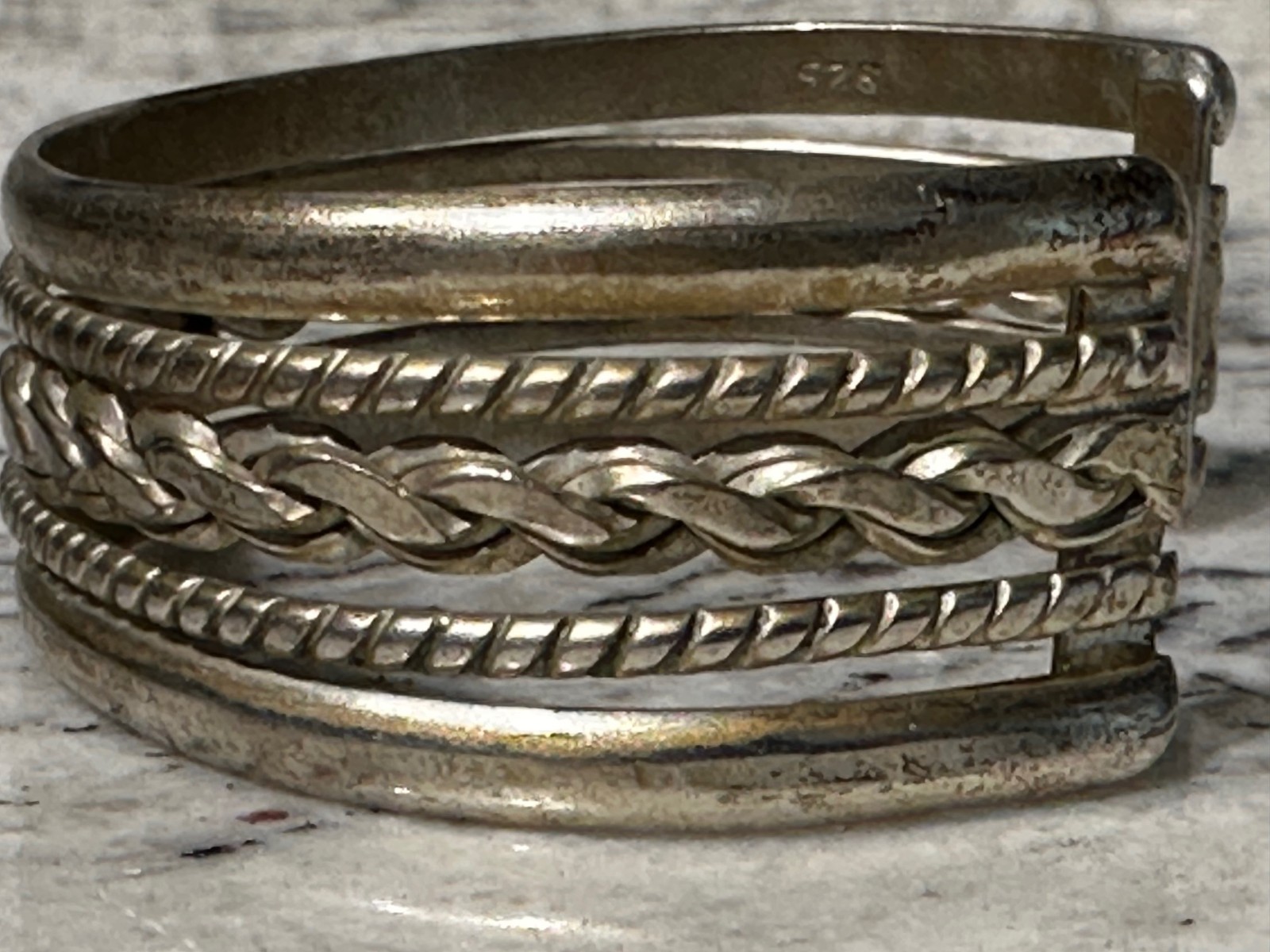 STERLING SILVER Vintage Rope Cuff Bracelet 1.2 oz 34 grams Marked 925 Mexico