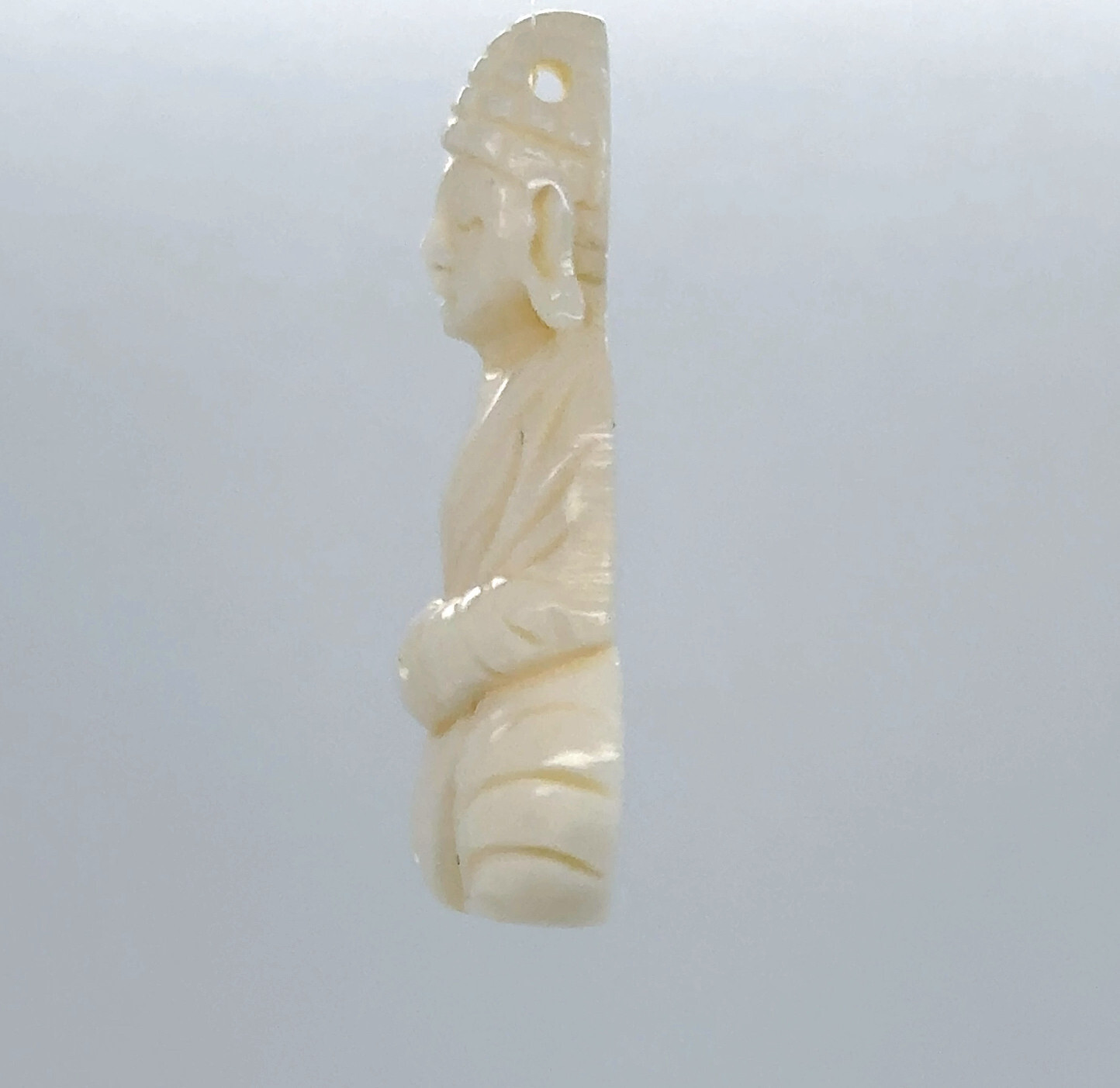 Hand Carved Water Buffalo Bone Praying Sitting Buddha Pendant