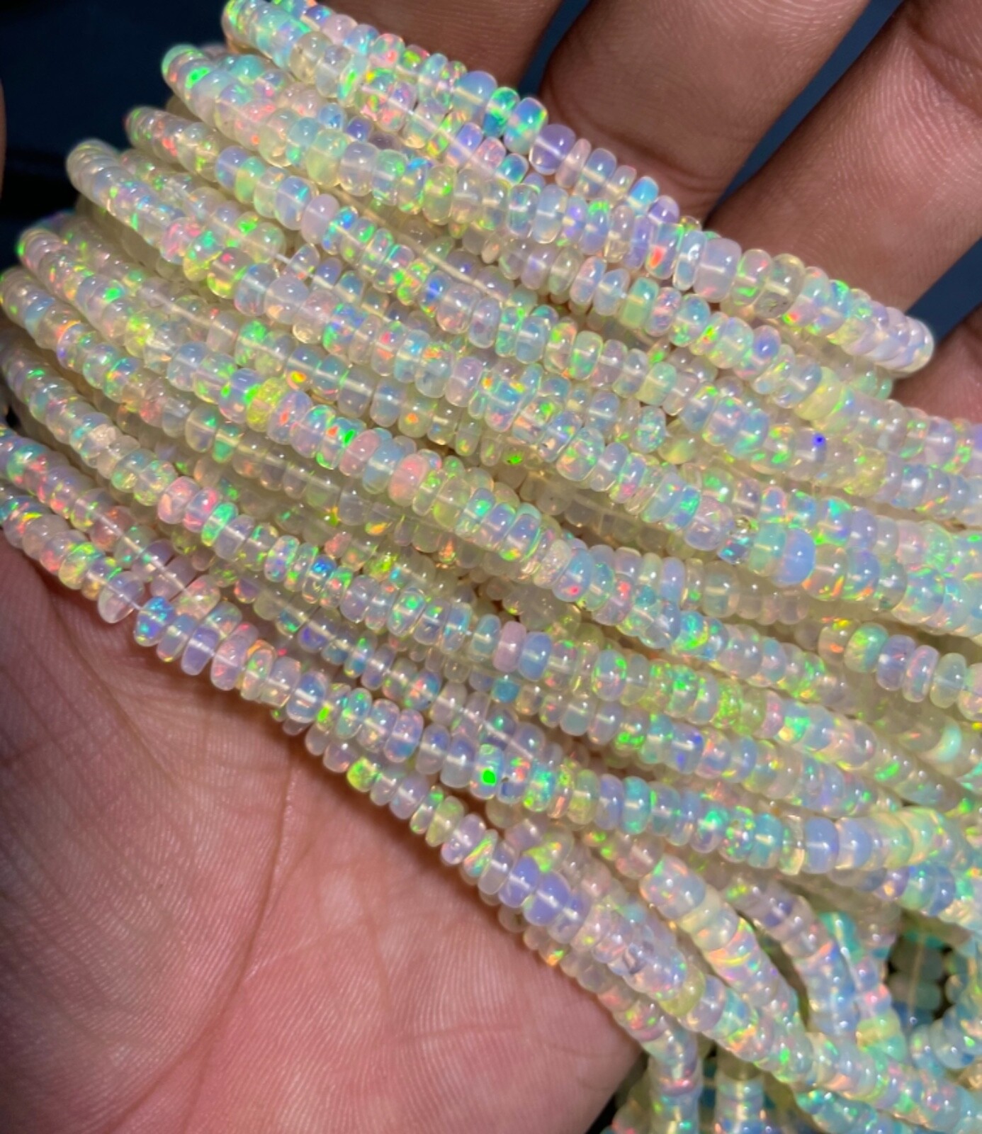 Natural Multi Fire Ethiopian Opal Gemstone Brads Strand 40 CM/ 16 Inch