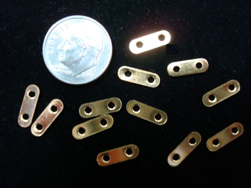 12 Gold plated 2 strand bracelet anklet or necklace spacer bar findings FPB036