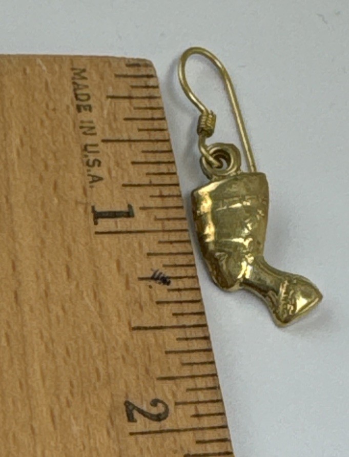Egyptian Revival Queen Nefertiti Gold Plated Earrings Pierced