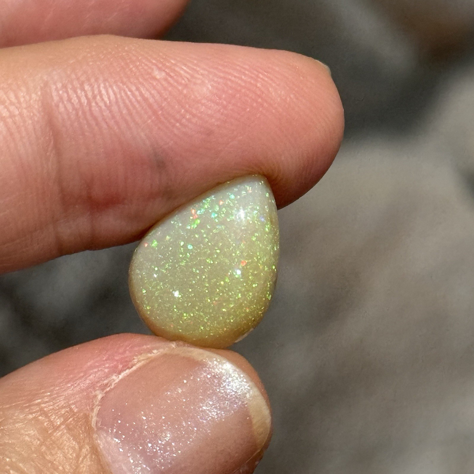 4.55ct 14.8×11.3x5mm Pin Fire Stardust Ethiopian Welo Opal Teardrop Cabochon