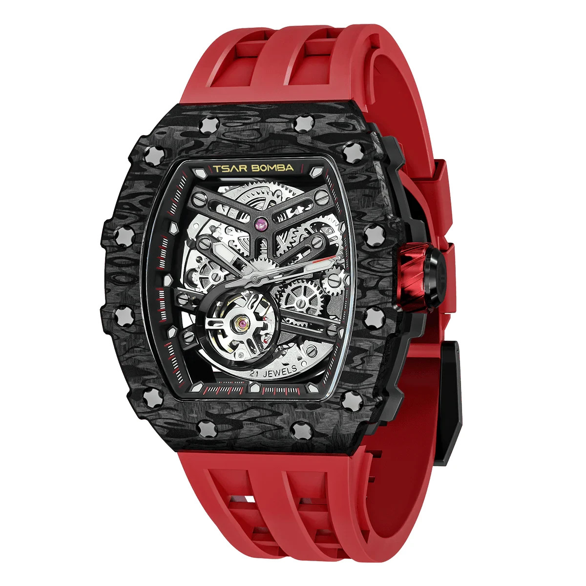 Tsar Bomba Elemental-Carbon Fiber Automatic Passion Red Watch – TB8208CF-39